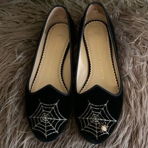 Charlotte Olympia Velvet Spider Flats